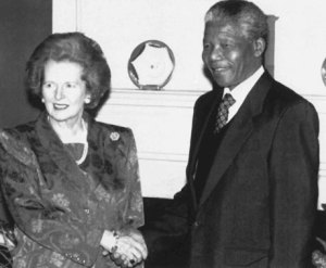 Thatcher och Mandela - Inte längre terrorist, tydligen.
